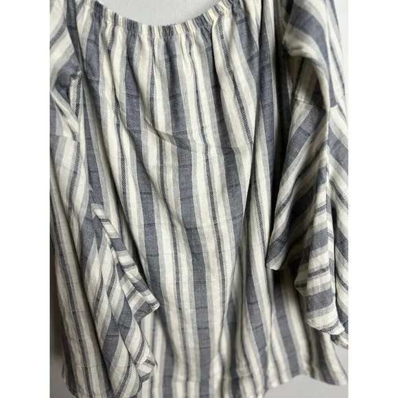 Lulu's Along the Tides Navy Blue Striped Off the Shoulder Boho Dress Size Medium - Picture 11 of 11